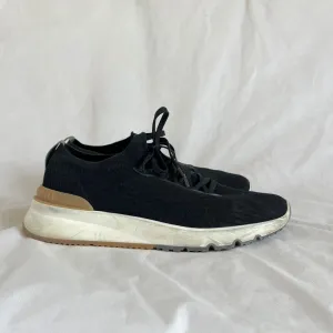 Brunello Cucinelli Black Knit Lace Up Sneaker Shoes, 43