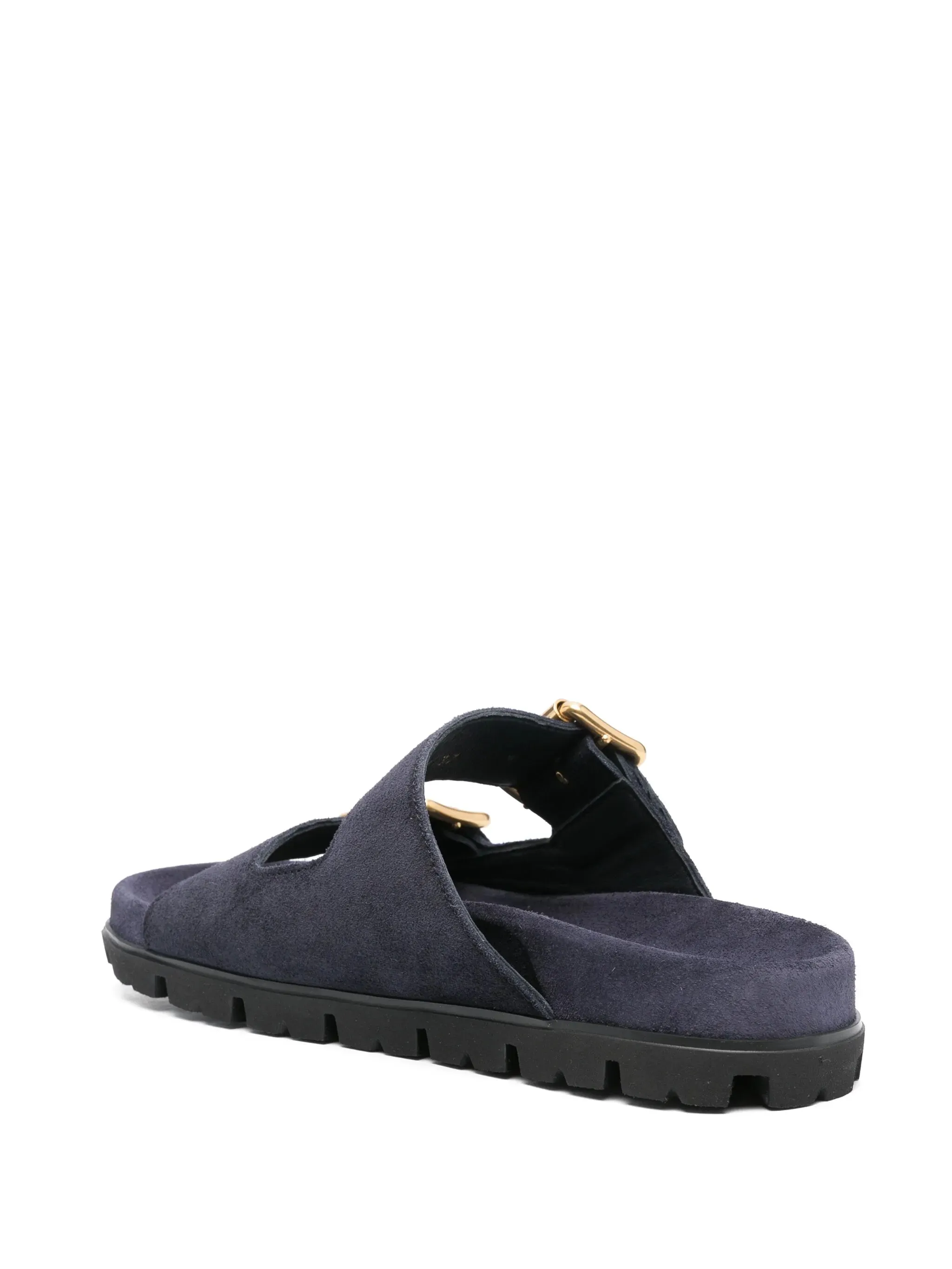 Buckle Suede Slides