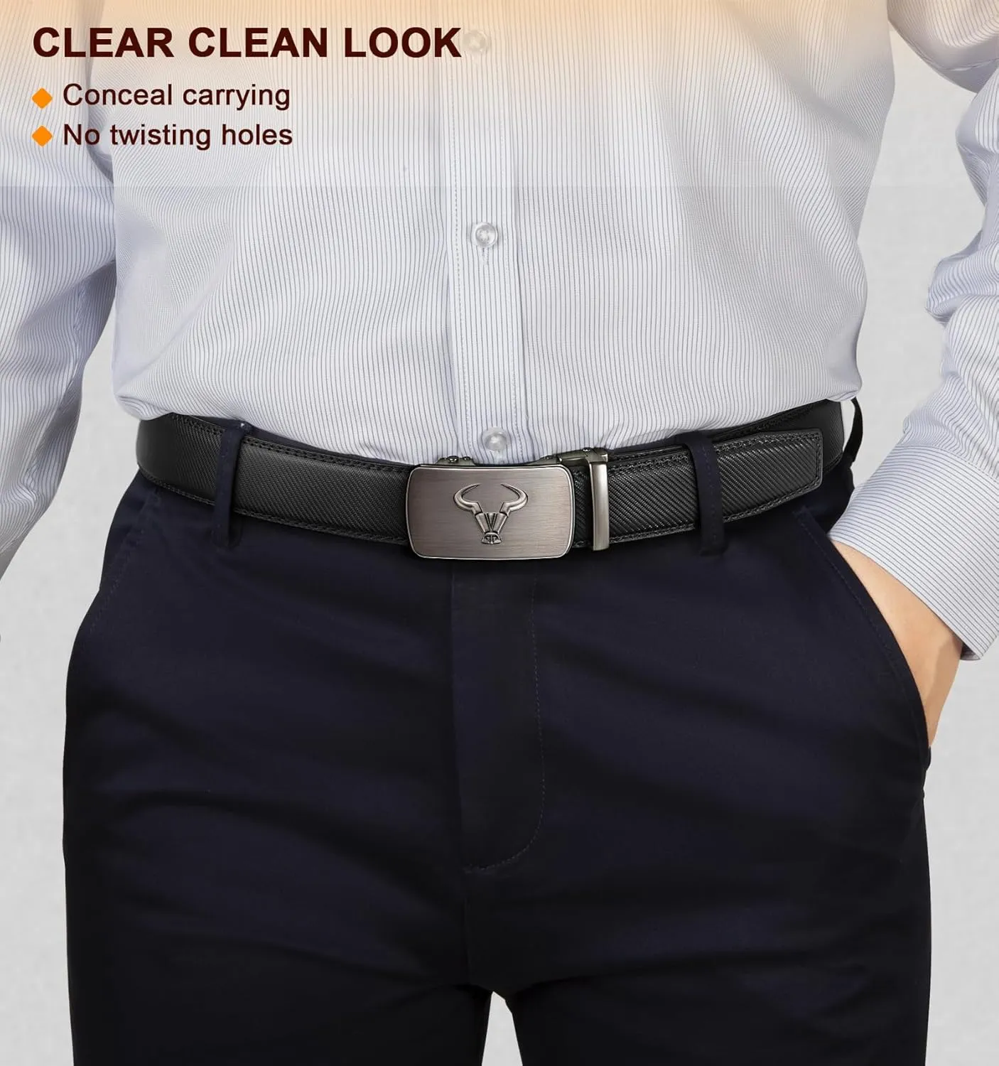 BULLIANT Men belt 2Pack,Leather Ratchet Belt for Gift Men Dress Casual Jeans 1 3/8",Cut for Fit
