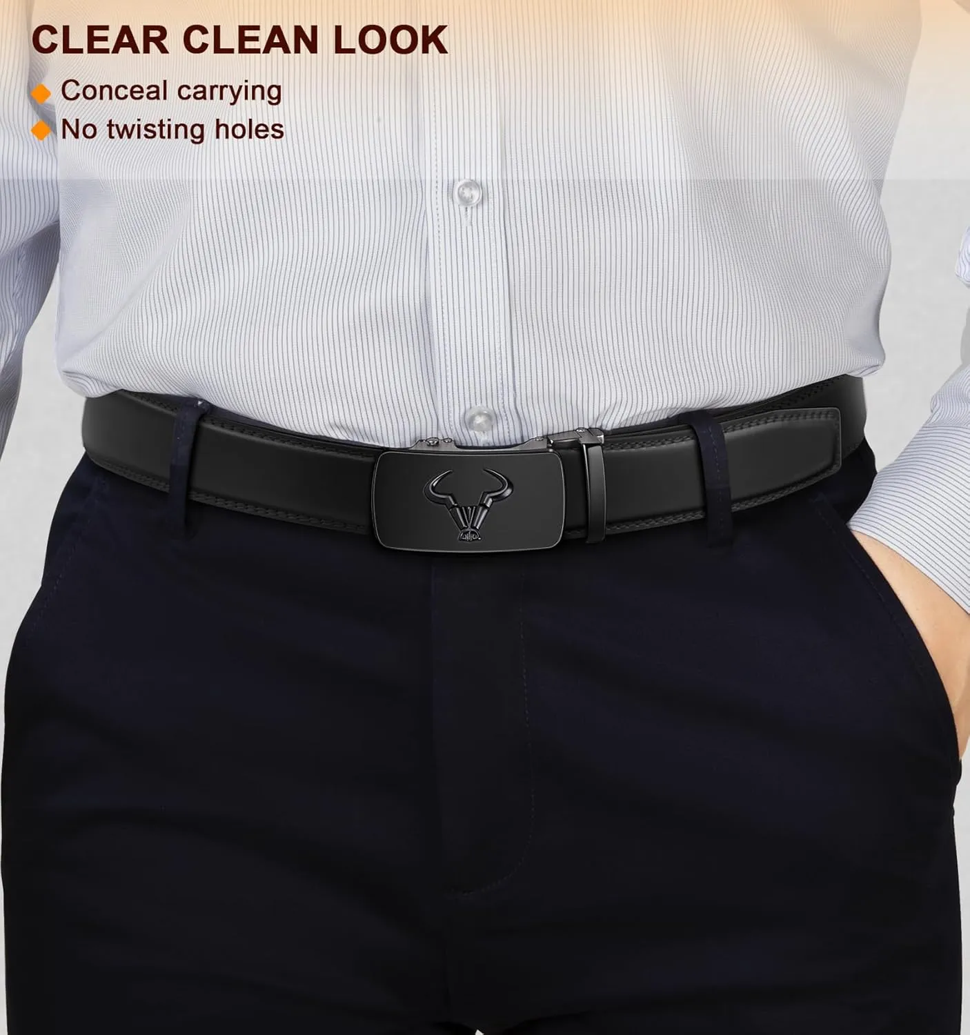 BULLIANT Men belt 2Pack,Leather Ratchet Belt for Gift Men Dress Casual Jeans 1 3/8",Cut for Fit