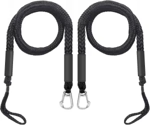 Bungee Dock Lines Boat Ropes,Boat Dock Line Mooring Rope with Stainless Steel Clip Boat Accessories for Jet Ski,PWC,Kayak,Watercraft,Power Boat,Dinghy 4-5.5ft(Black,2PCS)