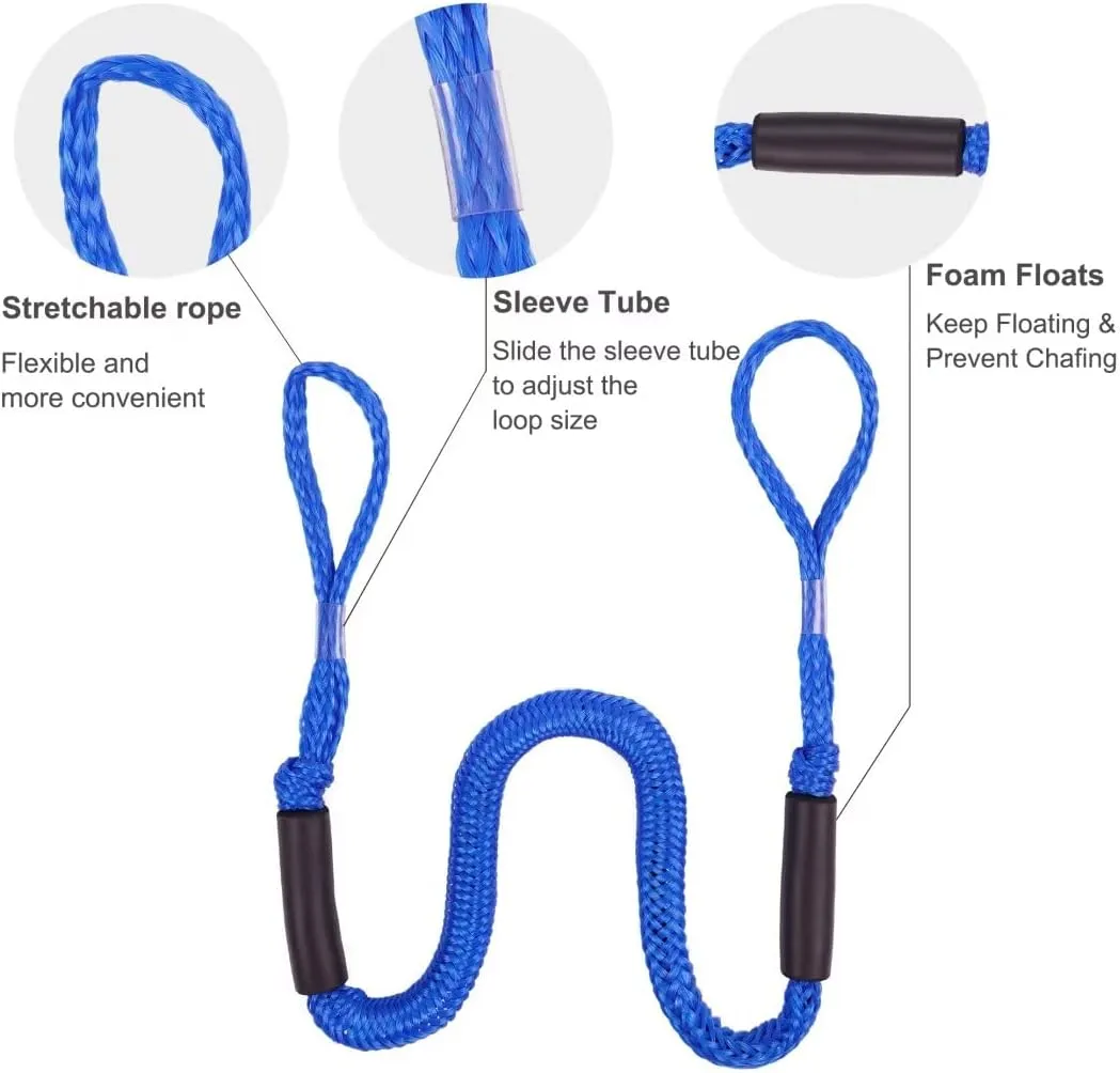 Bungee Dock Lines, Bungee Docking Rope Shock Absorb Dock Tie Mooring Rope for Boat,PWC,Jet ski,Pontoon,Kayak,Canoe,Power Boat,Watercraft，Boat Accessories 4-5.5 ft (4 Packs)