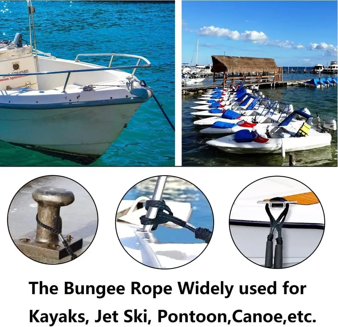 Bungee Dock Lines, Bungee Docking Rope Shock Absorb Dock Tie Mooring Rope for Boat,PWC,Jet ski,Pontoon,Kayak,Canoe,Power Boat,Watercraft，Boat Accessories 4-5.5 ft (4 Packs)