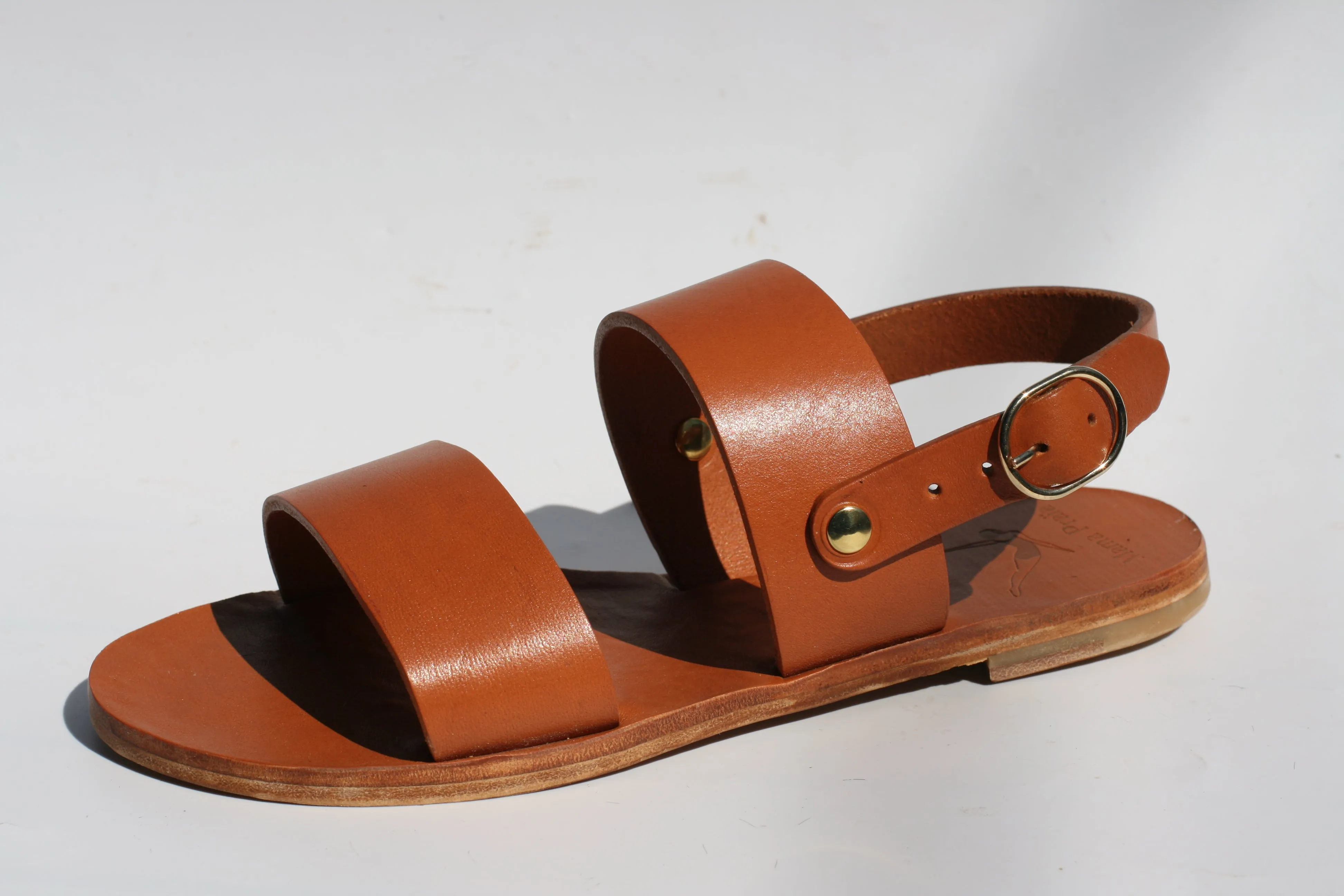 Camel - Camel Sole - Slingback Two-Strap Sandals