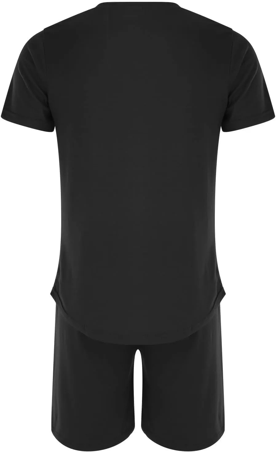 Casual 2 Piece Tracksuits for Men Slim Fit Crewneck Short Sleeve Shirt and Drawstring Shorts Sets Solid Curved Hem Outfits