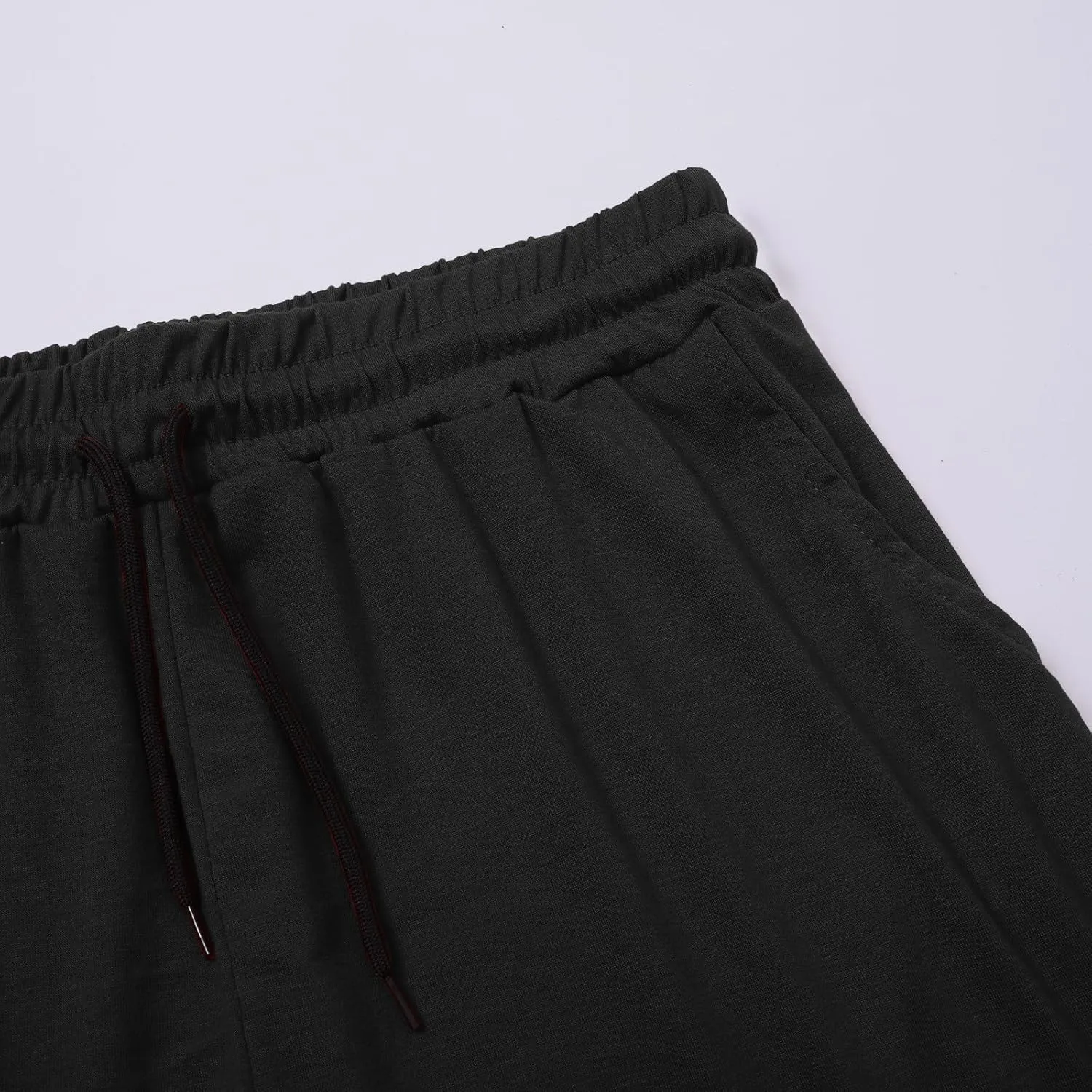 Casual 2 Piece Tracksuits for Men Slim Fit Crewneck Short Sleeve Shirt and Drawstring Shorts Sets Solid Curved Hem Outfits