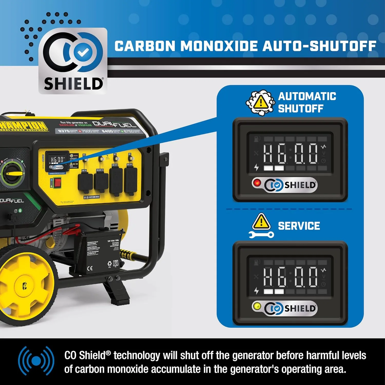 Champion Power Equipment 9375-Watt Dual Fuel Portable Generator with Electric Start and CO Shield