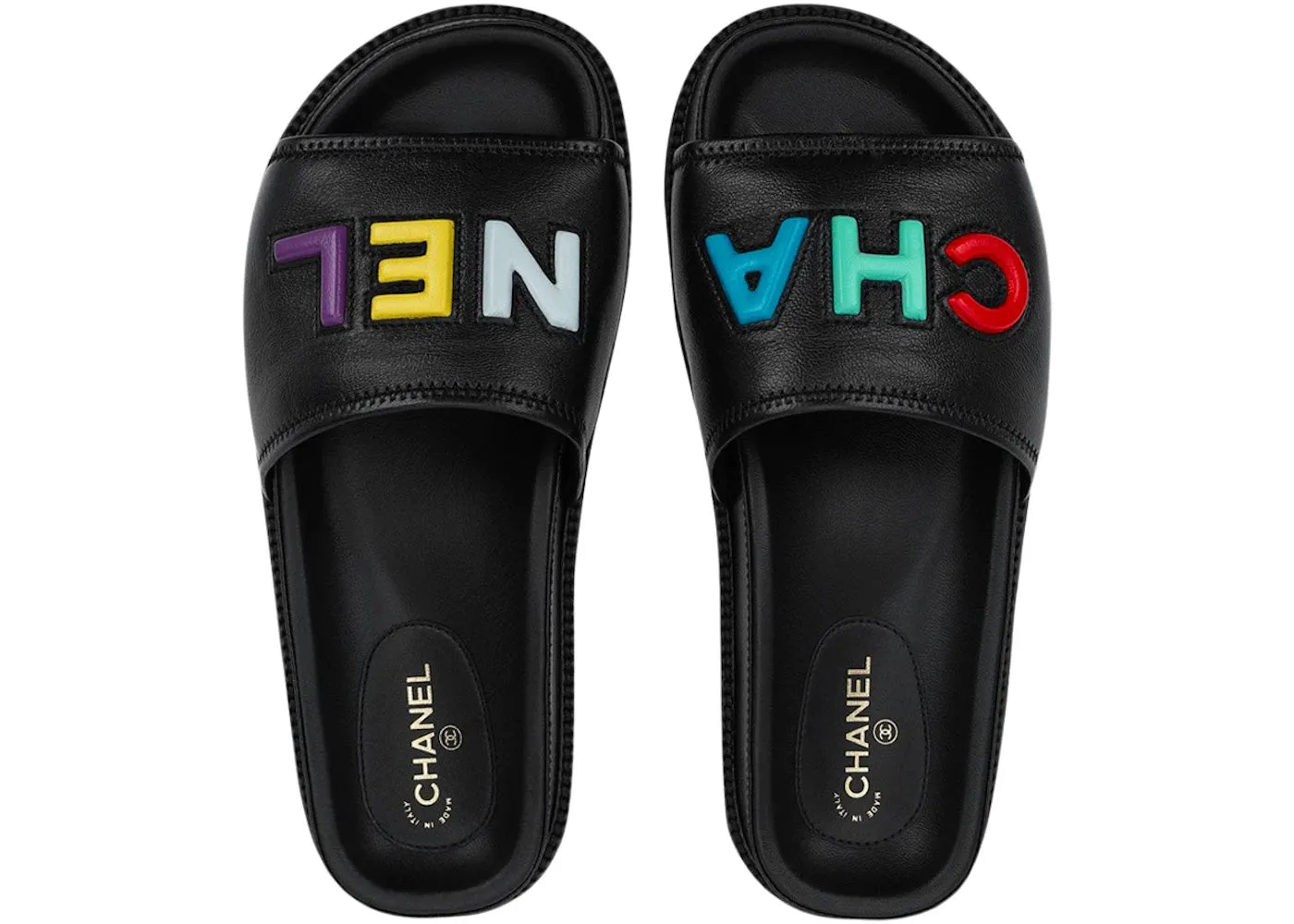 Chanel Logo Mule Sandal Black Leather