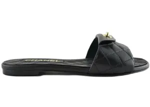 Chanel Quilted Mule Sandal Black Leather