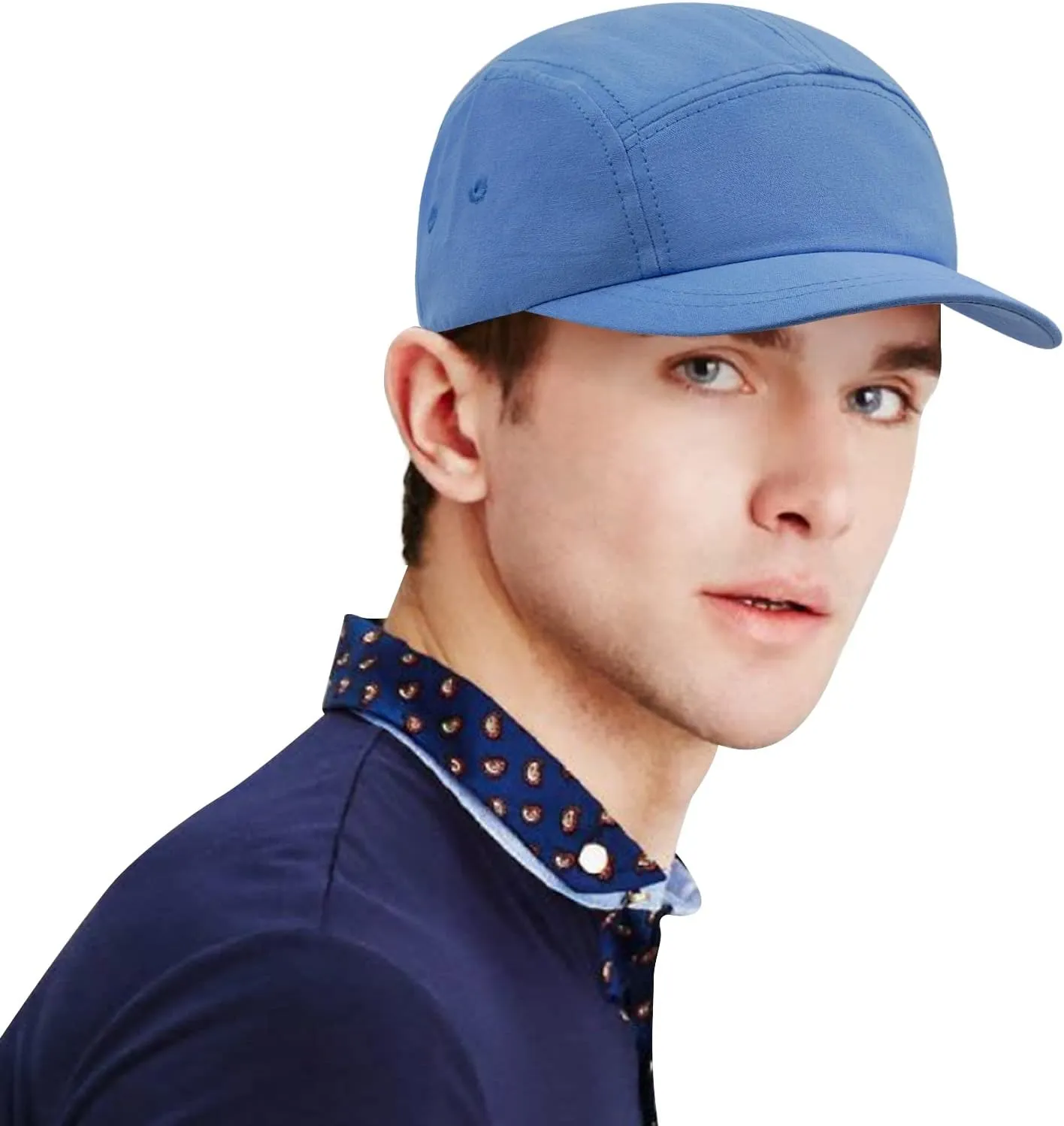 Clakllie Short Brim Baseball Fitted Cap Fashion 5 Panel Camp Caps Low Profile Dad Hat Snapback Hip Hop Cap Trucker Hats