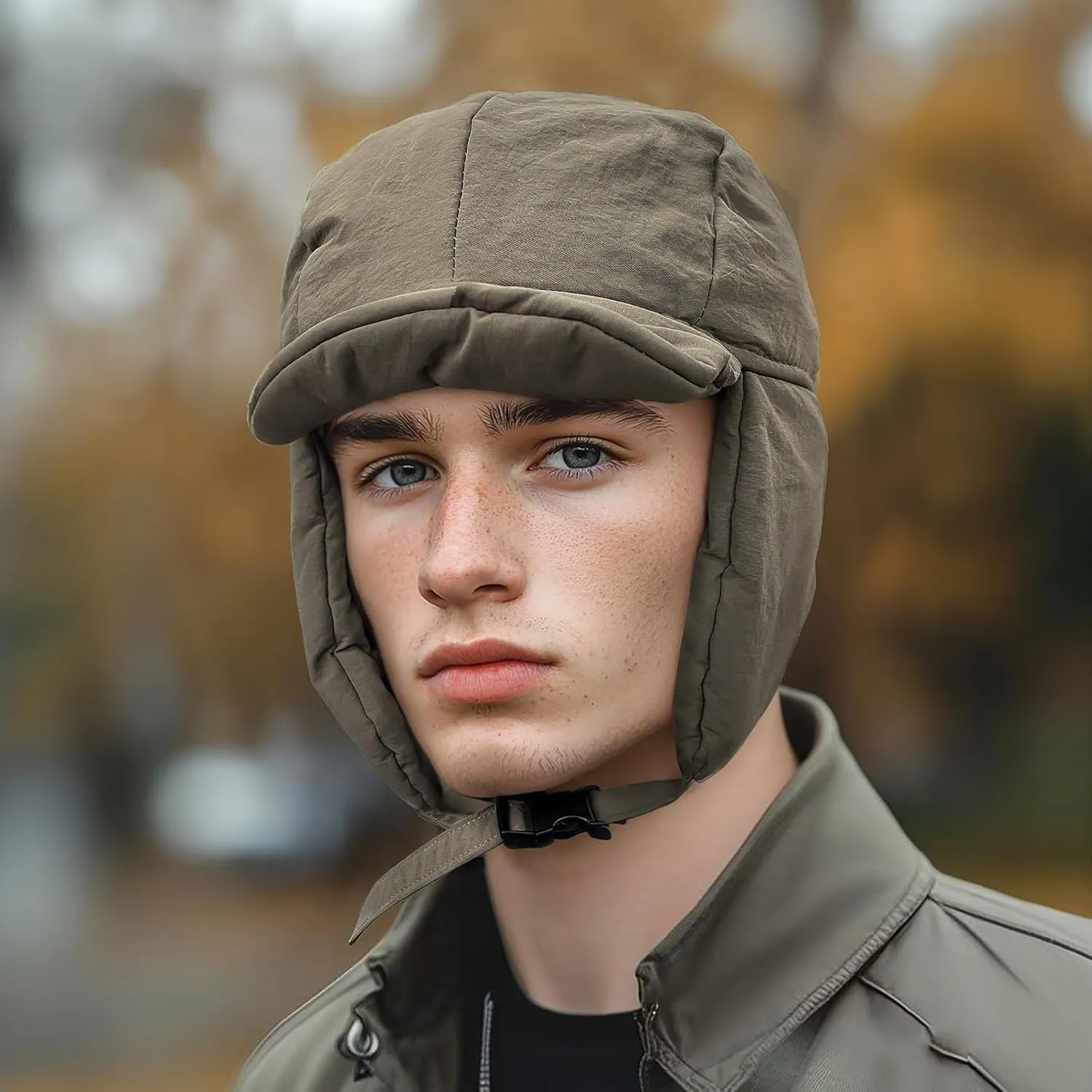 Clakllie Waterproof Trapper Hat for Men Women Windproof Winter Hats with Visor Earflaps Trooper Russian Ushanka Cap