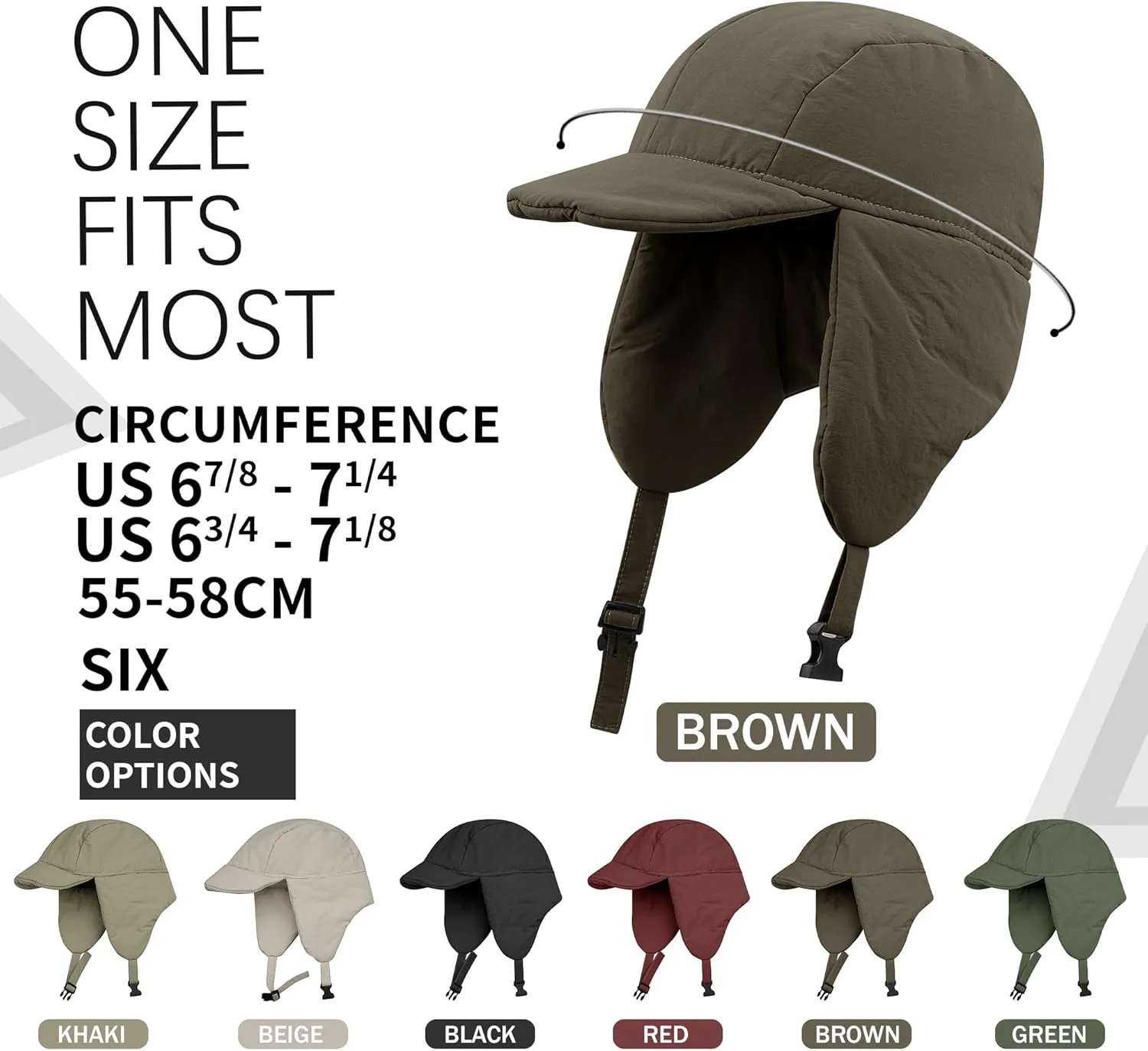 Clakllie Waterproof Trapper Hat for Men Women Windproof Winter Hats with Visor Earflaps Trooper Russian Ushanka Cap