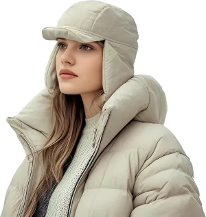 Clakllie Waterproof Trapper Hat for Men Women Windproof Winter Hats with Visor Earflaps Trooper Russian Ushanka Cap