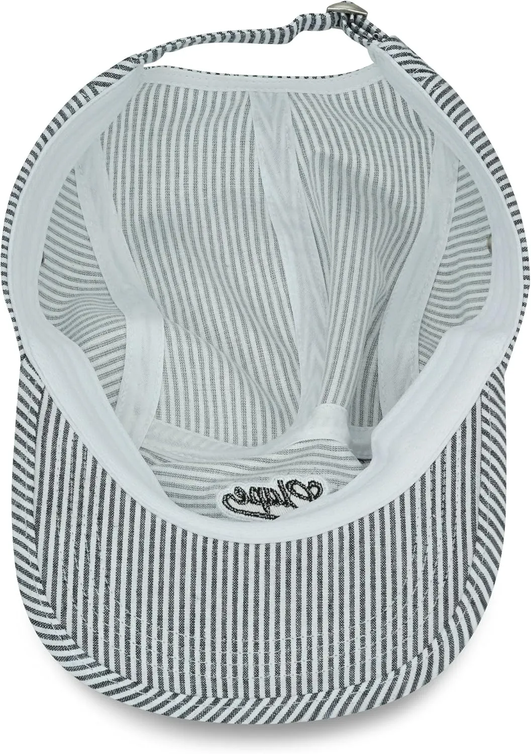 CLAPE Cotton 5 Panel Hat, Flat Brim Baseball Cap, Breathable Striped Unstructured Adjustable Dad Hat for Men & Women