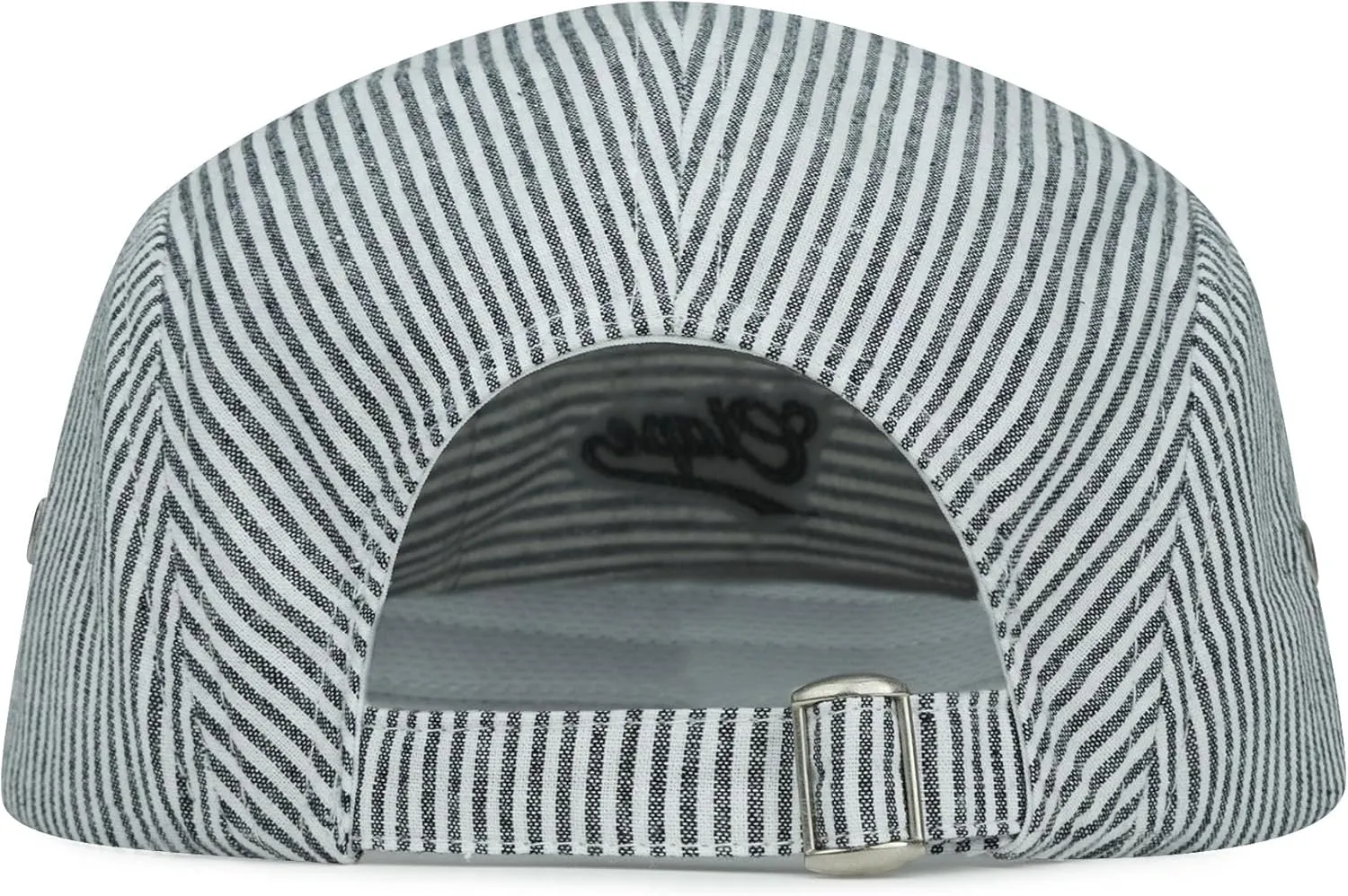 CLAPE Cotton 5 Panel Hat, Flat Brim Baseball Cap, Breathable Striped Unstructured Adjustable Dad Hat for Men & Women
