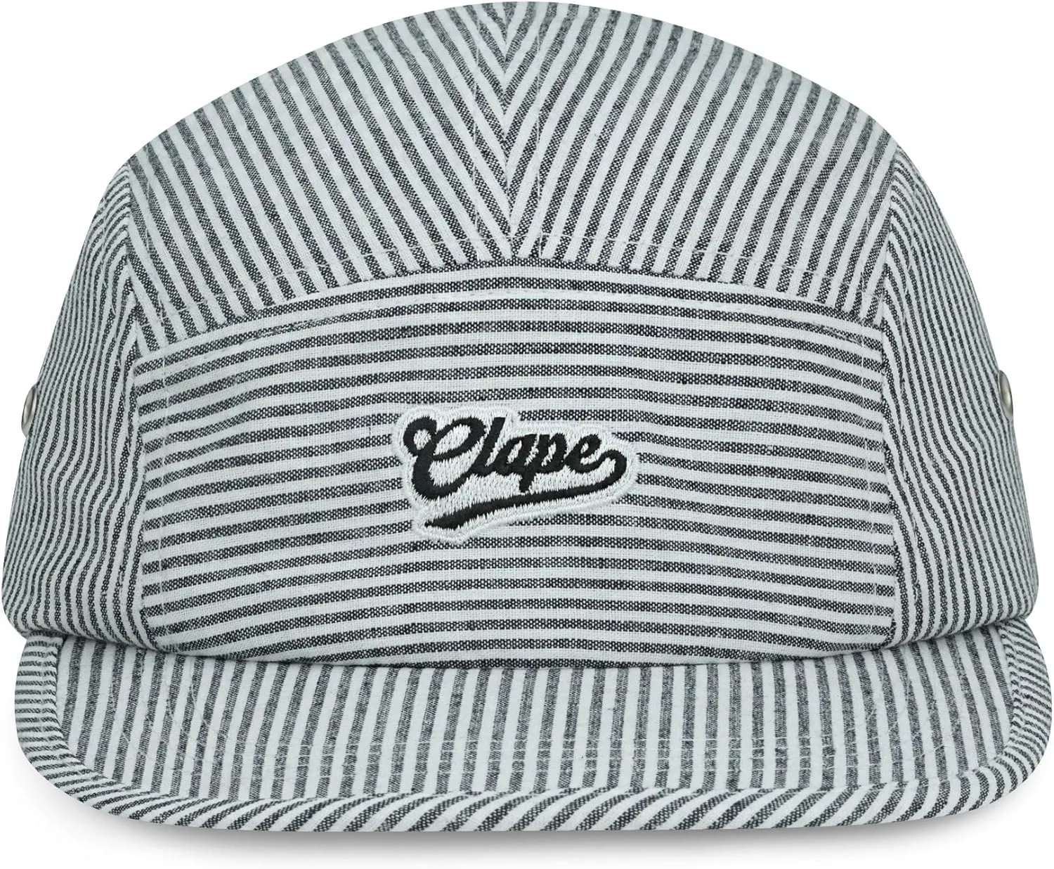 CLAPE Cotton 5 Panel Hat, Flat Brim Baseball Cap, Breathable Striped Unstructured Adjustable Dad Hat for Men & Women
