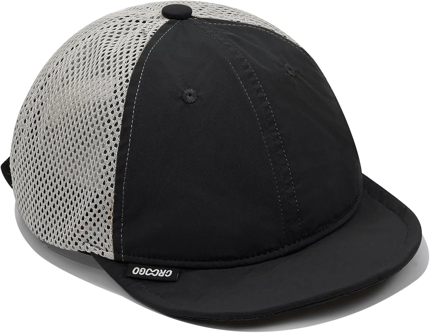 CLAPE Short Brim Baseball Cap Mesh Snapback Dad Caps Unstructured 6 Panel Trucker Hat Unisex Flat Bill Ball Cap Running Caps
