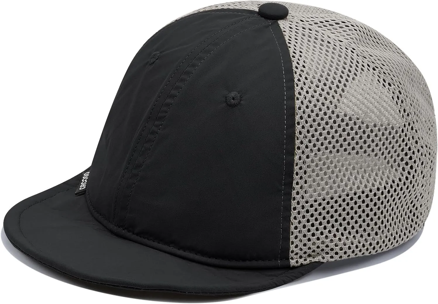 CLAPE Short Brim Baseball Cap Mesh Snapback Dad Caps Unstructured 6 Panel Trucker Hat Unisex Flat Bill Ball Cap Running Caps