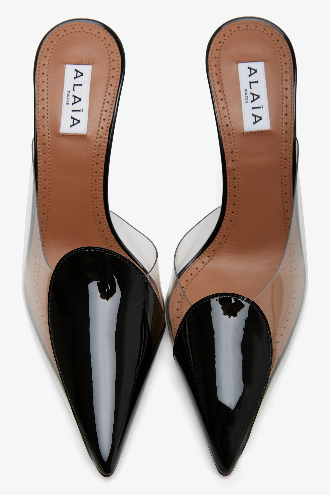 Coeur abstrait patent leather mules