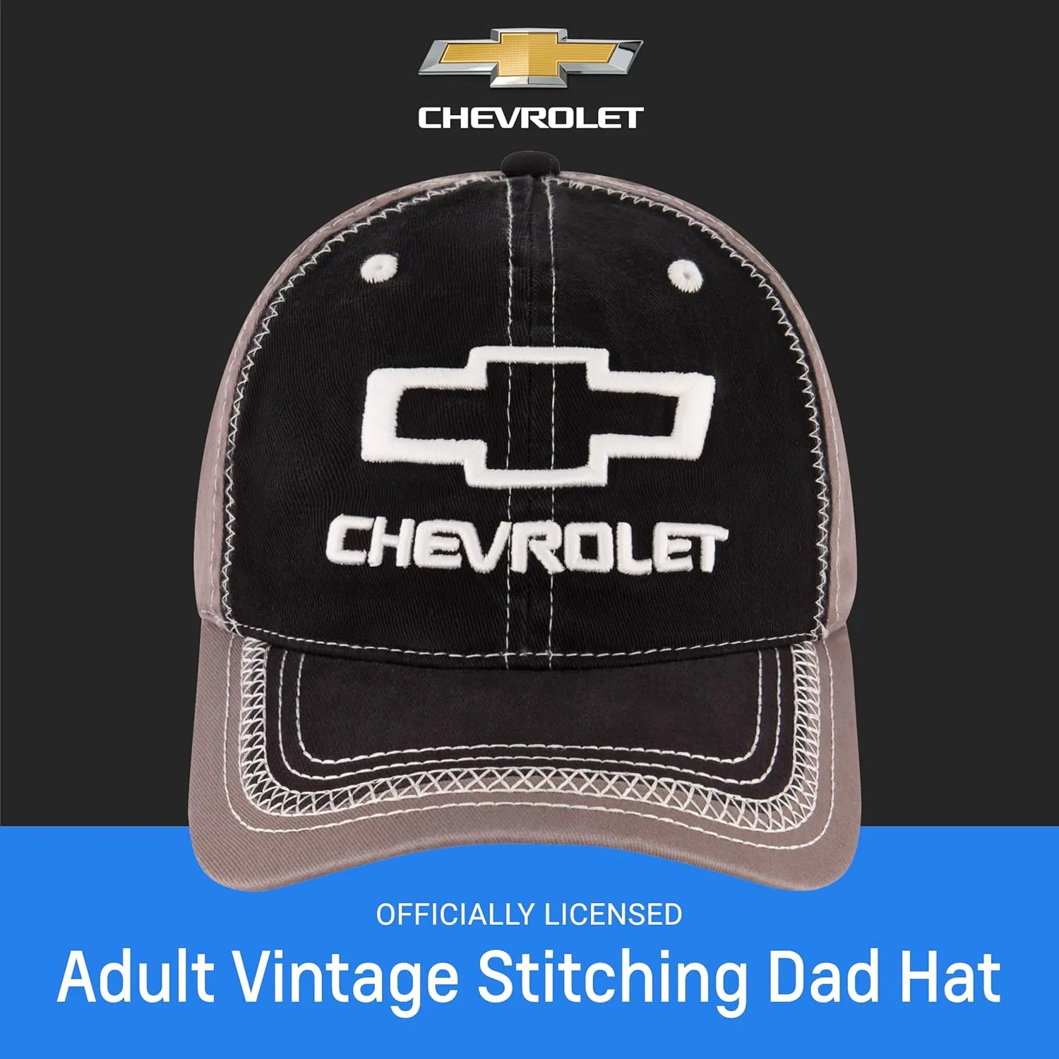 Concept One Chevrolet Dad Hat, Logo Cotton Adjustable Baseball Cap with Curved Brim