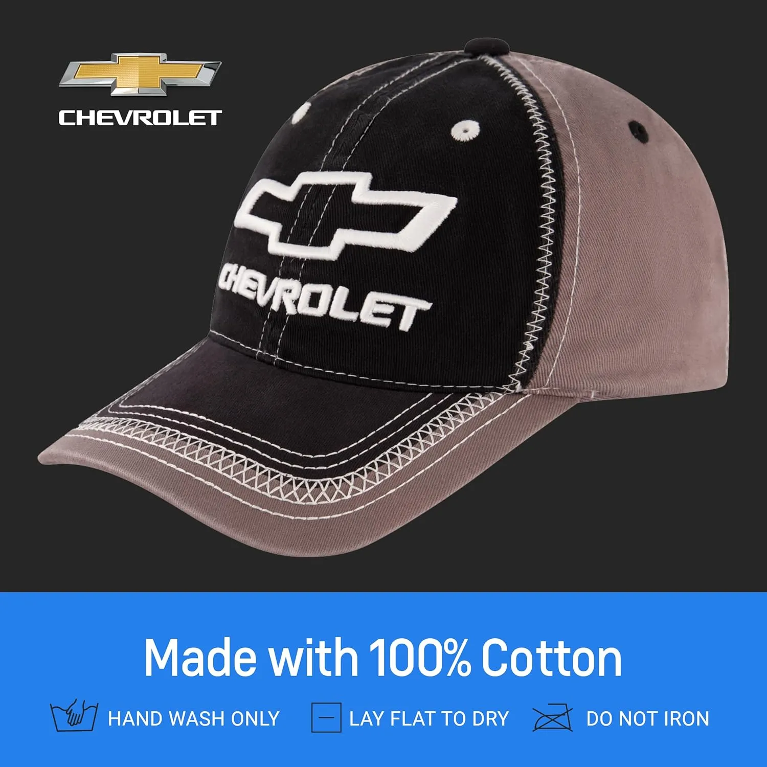 Concept One Chevrolet Dad Hat, Logo Cotton Adjustable Baseball Cap with Curved Brim