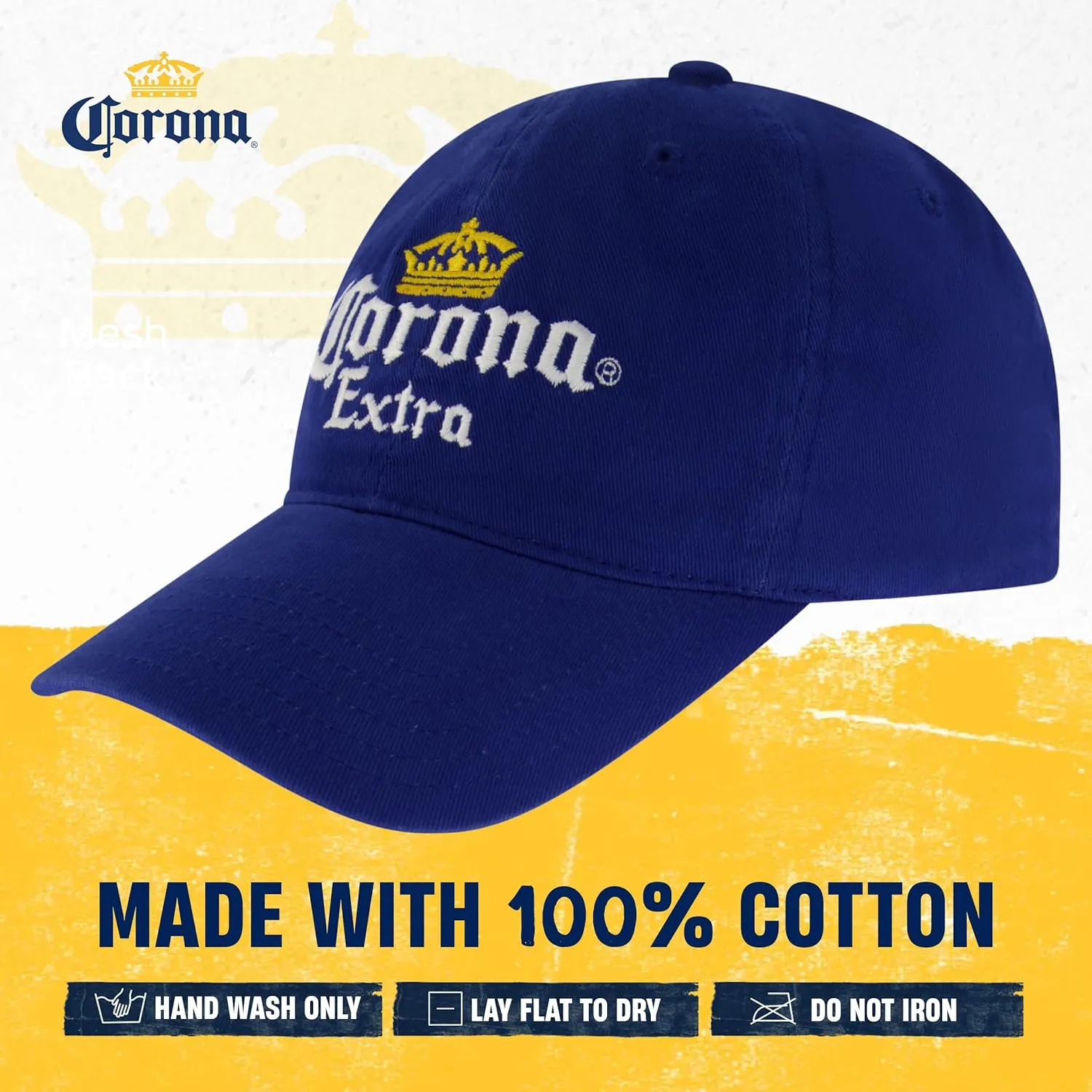 Concept One Corona Extra Dad, Cotton Cap with Embroidered Logo, Adjustable Baseball Hat