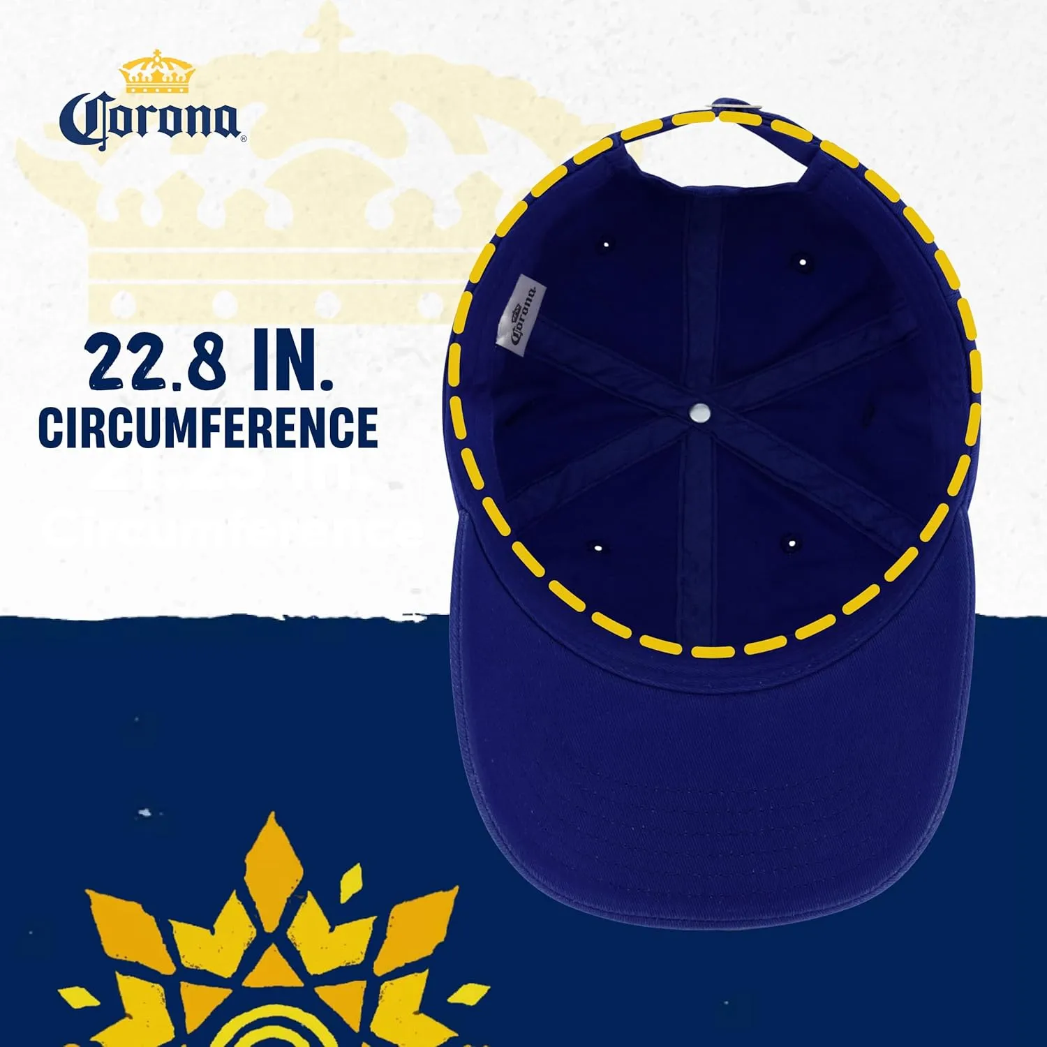 Concept One Corona Extra Dad, Cotton Cap with Embroidered Logo, Adjustable Baseball Hat