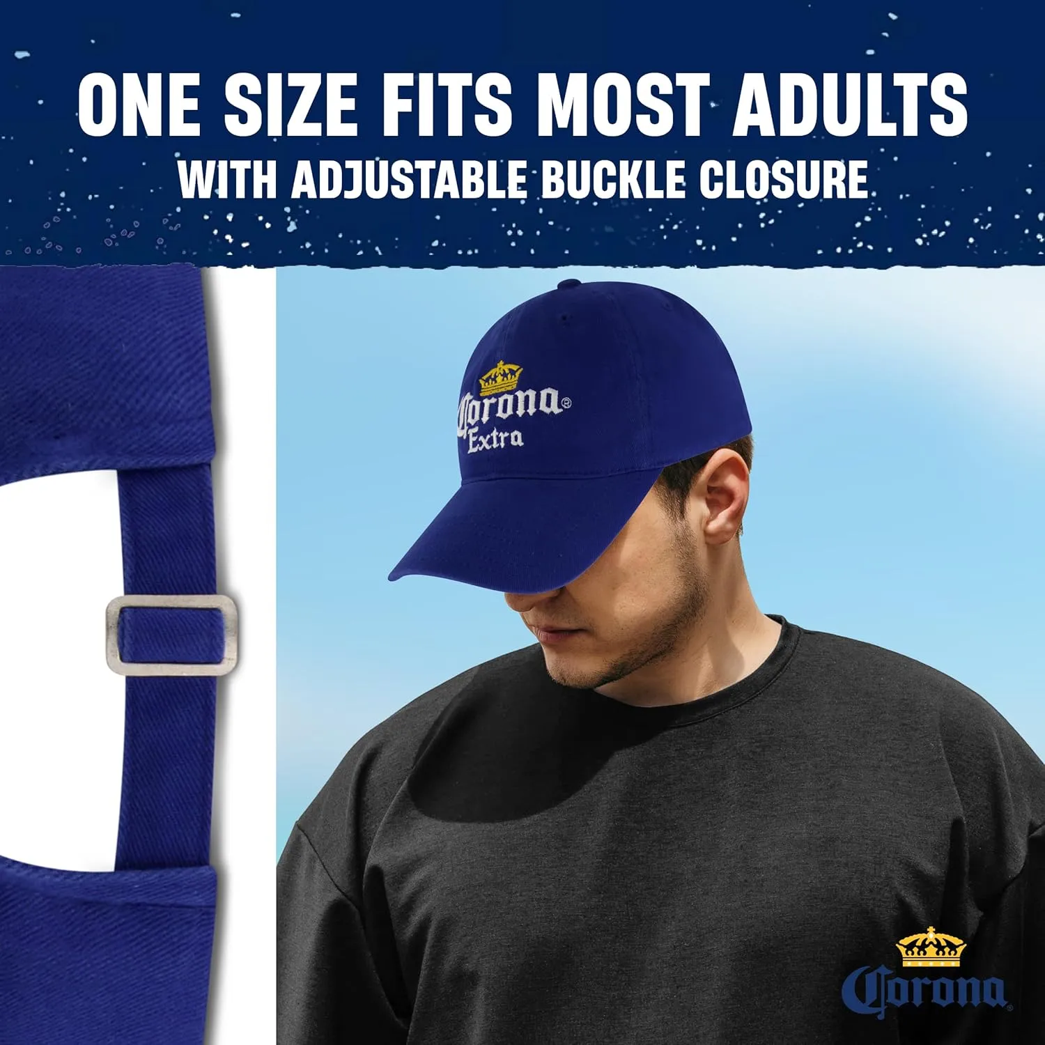 Concept One Corona Extra Dad, Cotton Cap with Embroidered Logo, Adjustable Baseball Hat