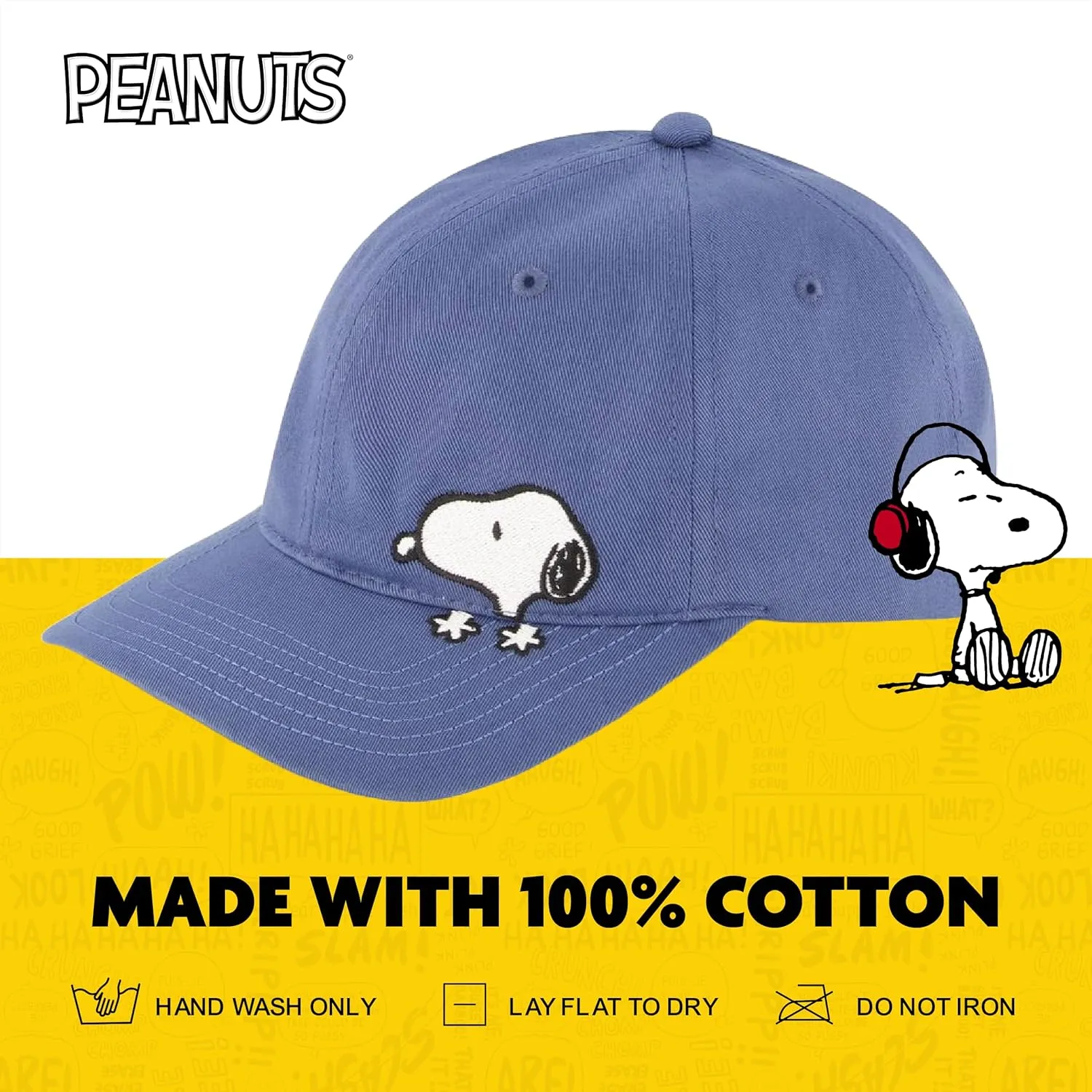 Concept One Peanuts Snoopy Dad Hat, Adult Baseball Cap with Curved Brim
