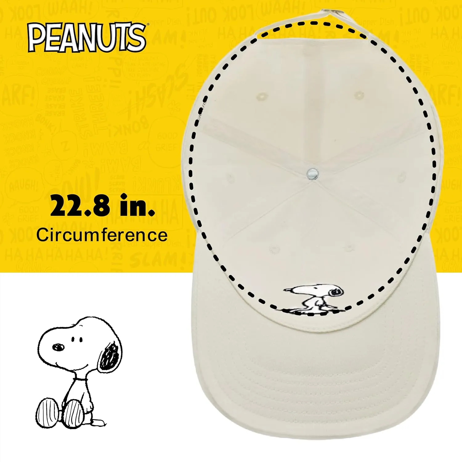 Concept One Peanuts Snoopy Dad Hat, Adult Baseball Cap with Curved Brim