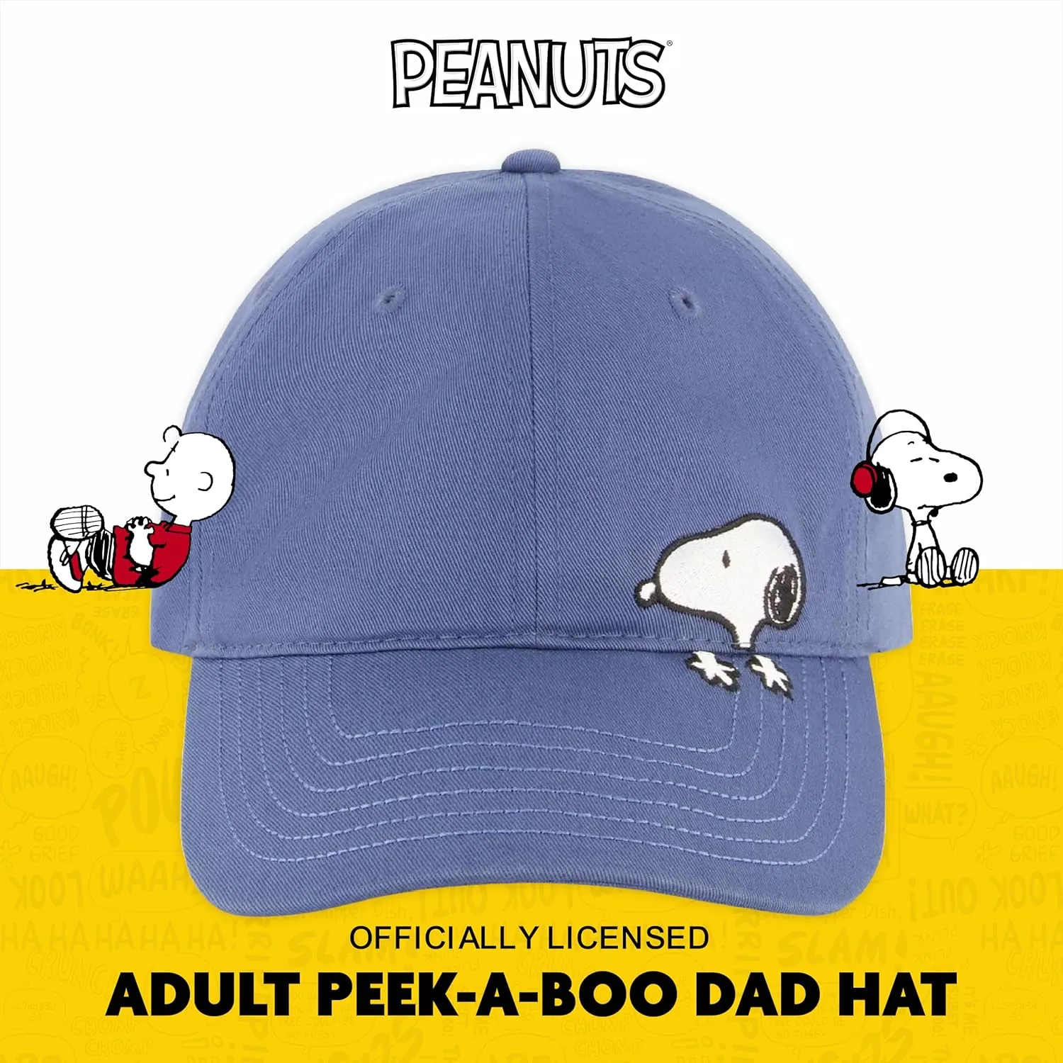 Concept One Peanuts Snoopy Dad Hat, Adult Baseball Cap with Curved Brim