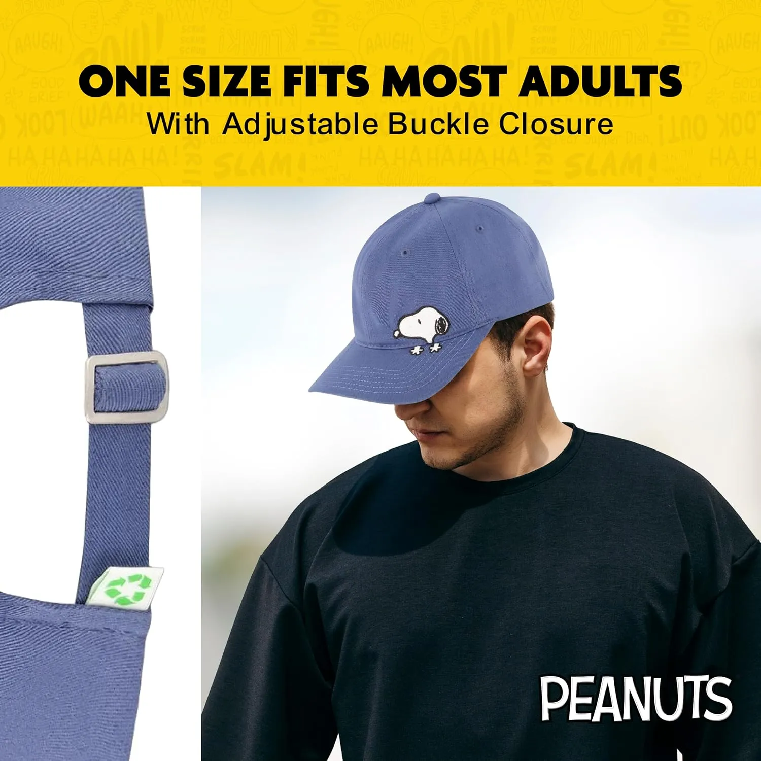 Concept One Peanuts Snoopy Dad Hat, Adult Baseball Cap with Curved Brim