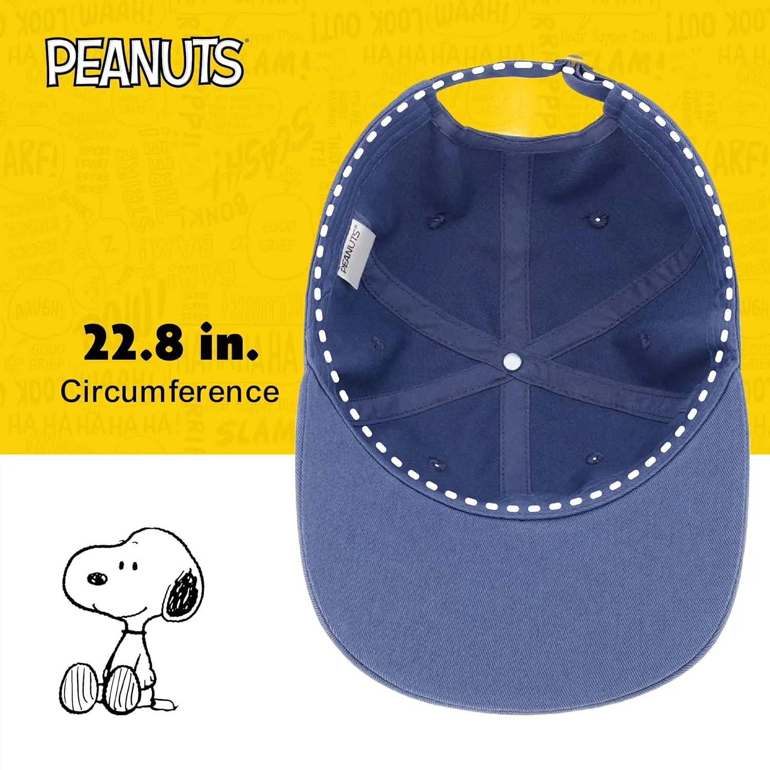 Concept One Peanuts Snoopy Dad Hat, Adult Baseball Cap with Curved Brim