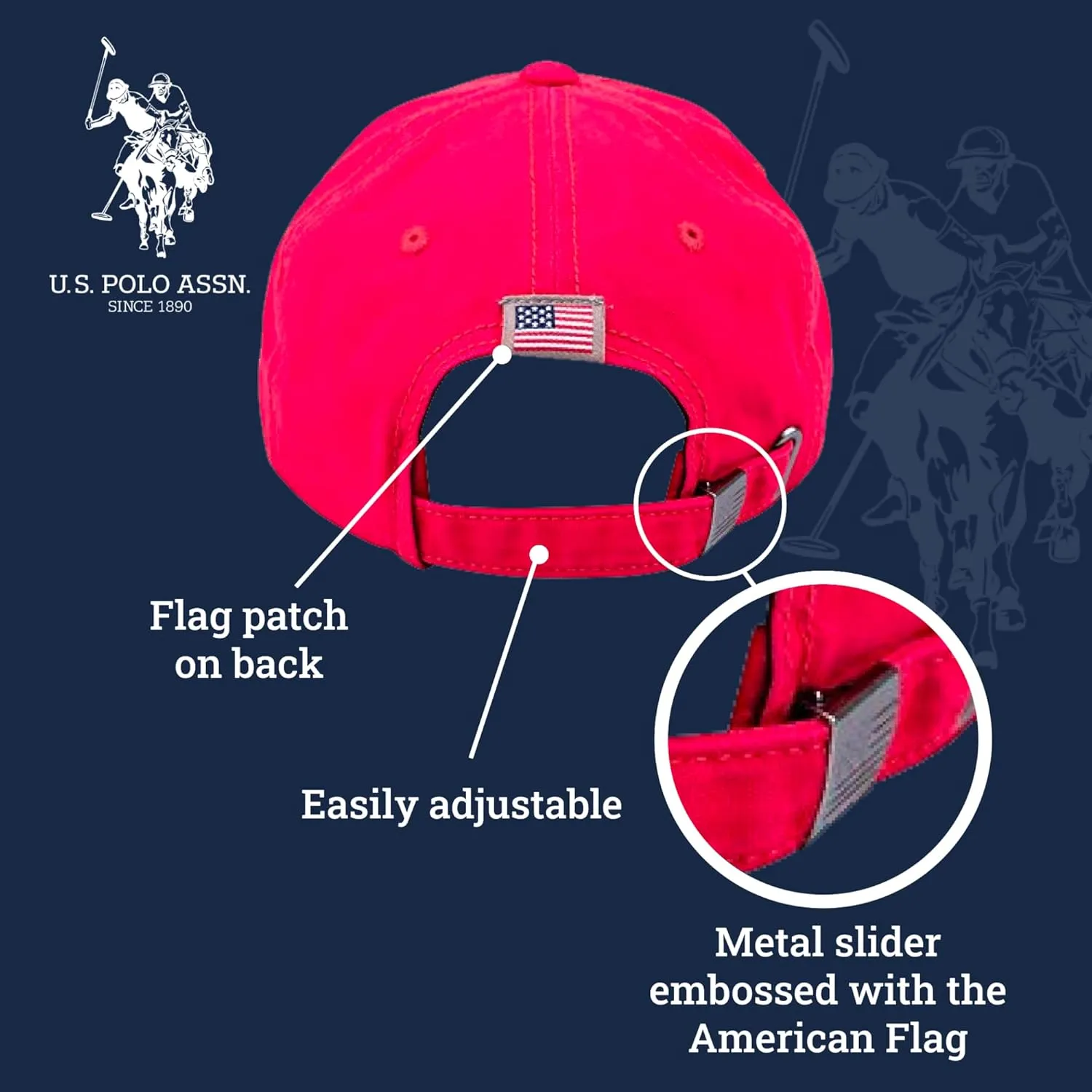 Concept One U.S Polo Assn. Embroidered Pony Horse Logo Since 1890 Adjustable Cotton Baseball Hat with Curved Brim