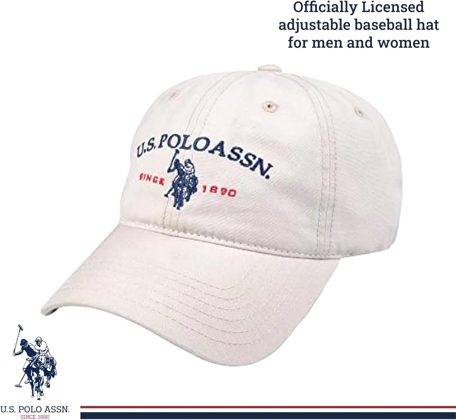 Concept One U.S Polo Assn. Embroidered Pony Horse Logo Since 1890 Adjustable Cotton Baseball Hat with Curved Brim