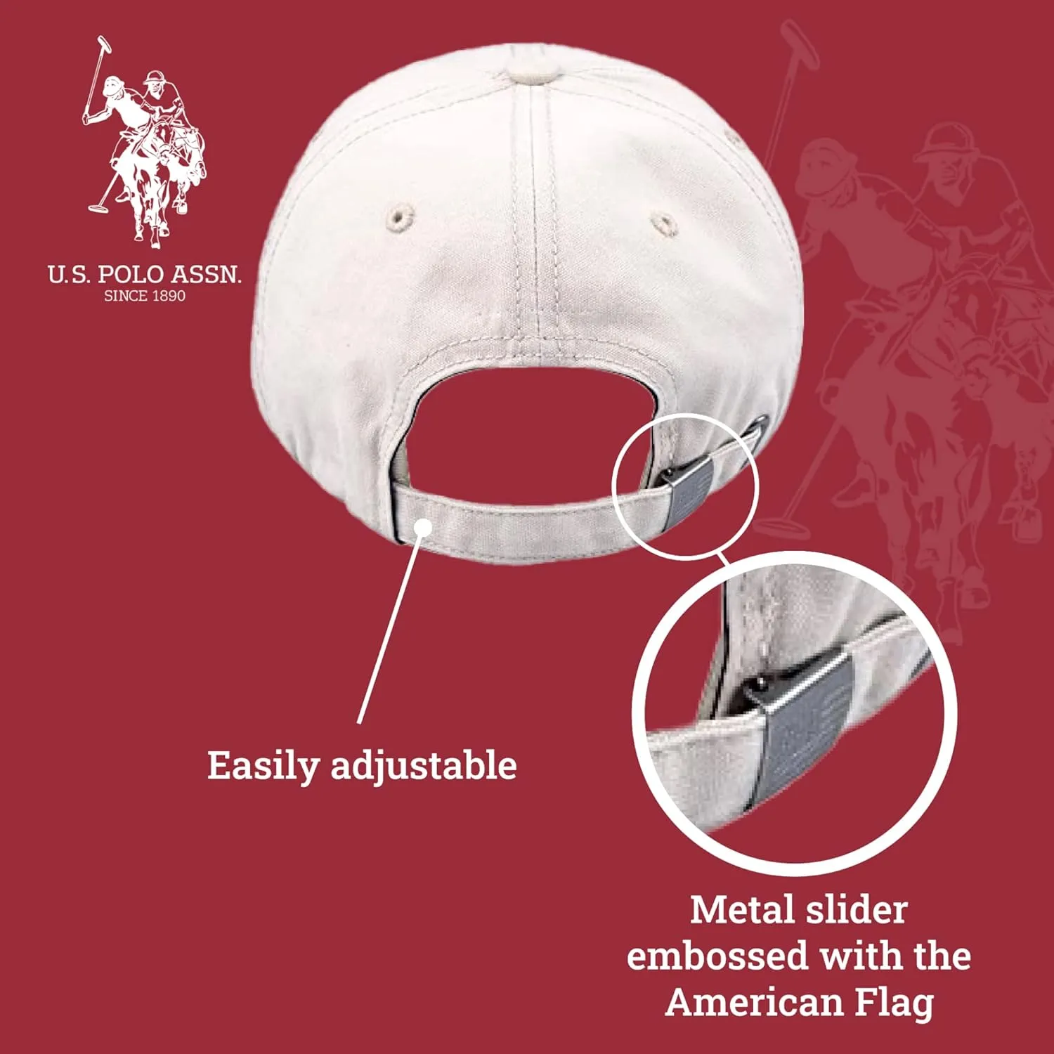 Concept One U.S Polo Assn. Embroidered Pony Horse Logo Since 1890 Adjustable Cotton Baseball Hat with Curved Brim