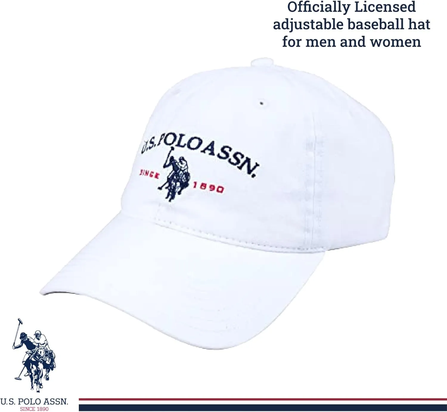 Concept One U.S Polo Assn. Embroidered Pony Horse Logo Since 1890 Adjustable Cotton Baseball Hat with Curved Brim