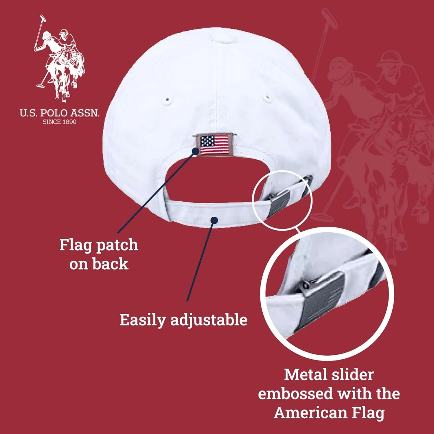 Concept One U.S Polo Assn. Embroidered Pony Horse Logo Since 1890 Adjustable Cotton Baseball Hat with Curved Brim