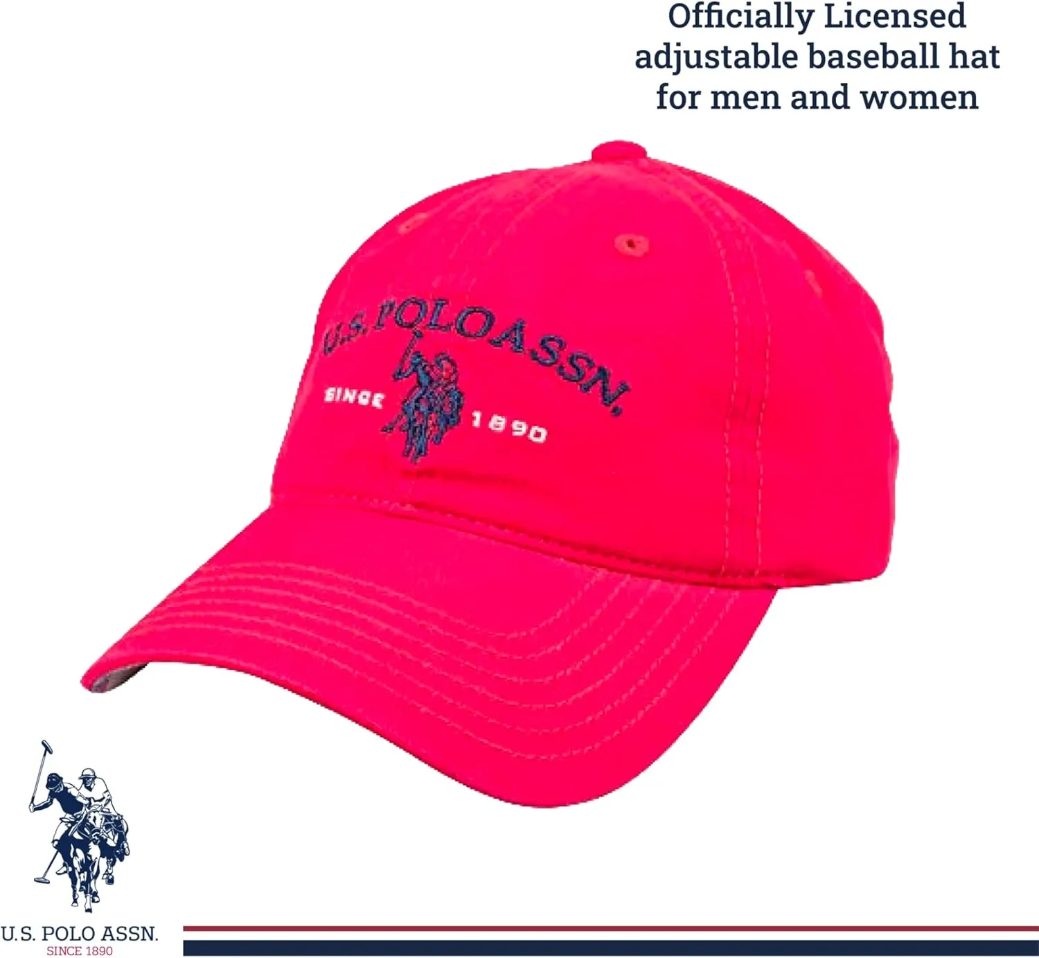Concept One U.S Polo Assn. Embroidered Pony Horse Logo Since 1890 Adjustable Cotton Baseball Hat with Curved Brim