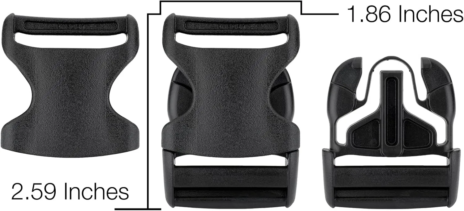 Country Brook Design 50-1 1/2 In YKK Flat Heavy Duty Single Adjustable Side Release Plastic Buckles