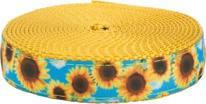 Country Brook Design - Sunflowers Ribbon on Gold Nylon Webbing (1 Inch, 10 Yards)
