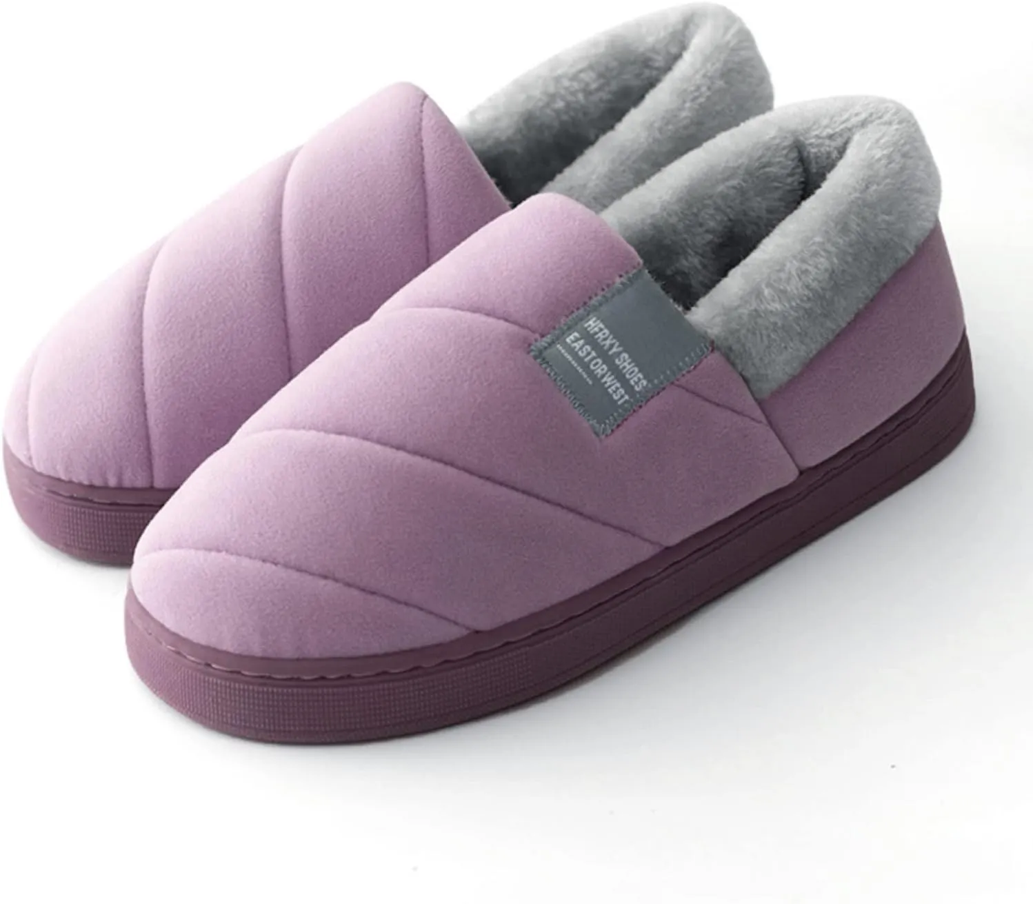 Couples Women Slip On Furry Flat Home Winter Round Toe Keep Warm Solid Color Ballerina Slippers Womens for House