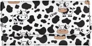 Cows and Cow Prints Leather Wallets for Women RFID Blocking Checkbook Wallet with Credit Card Slots Phone Holder Trifold Purses Zip Coins Pocket Buckle Closure Clutch