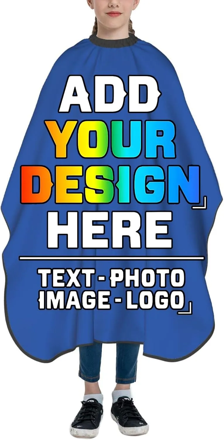 Custom Barber Cape for Kids, Personalized Photo Logo Text Hair Cutting Cape Salon Haircut Kit Hairdressing Apron