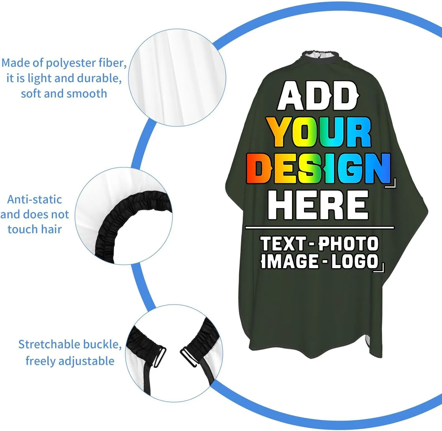 Custom Barber Cape for Kids, Personalized Photo Logo Text Hair Cutting Cape Salon Haircut Kit Hairdressing Apron