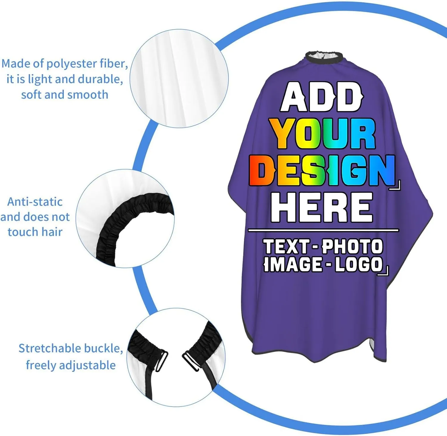Custom Barber Cape for Kids, Personalized Photo Logo Text Hair Cutting Cape Salon Haircut Kit Hairdressing Apron