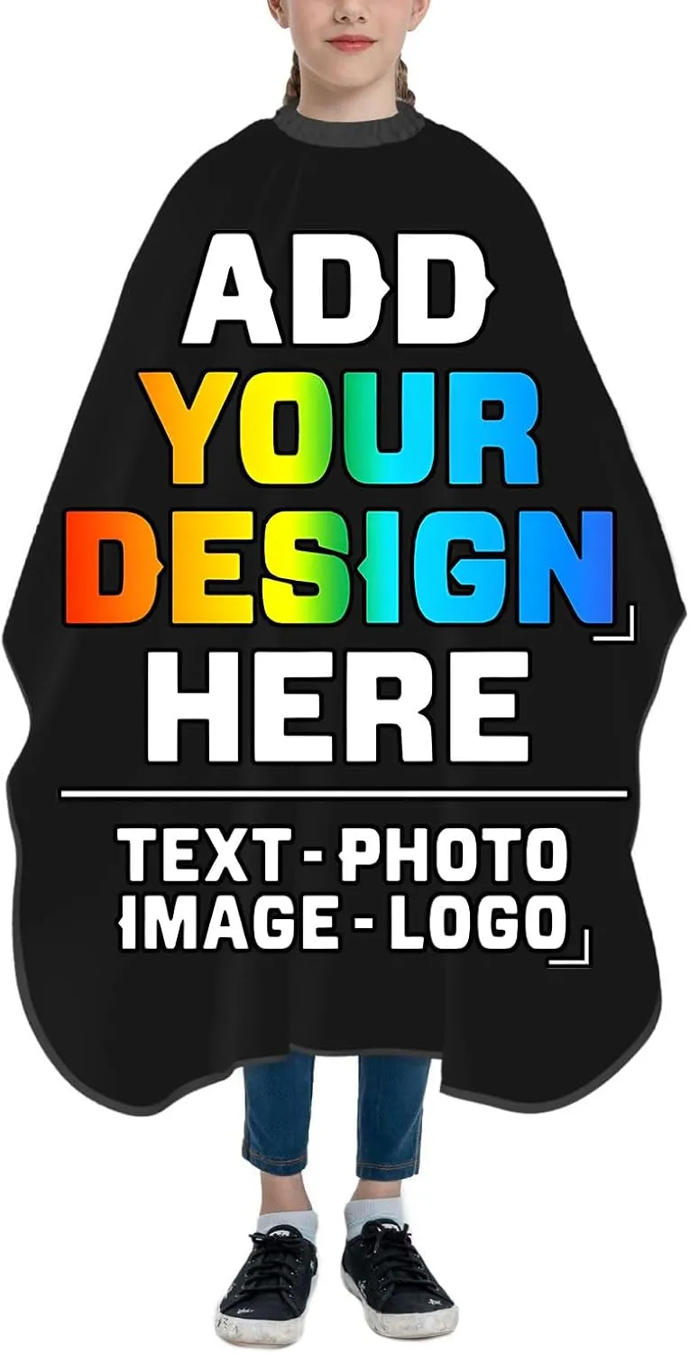 Custom Barber Cape for Kids, Personalized Photo Logo Text Hair Cutting Cape Salon Haircut Kit Hairdressing Apron