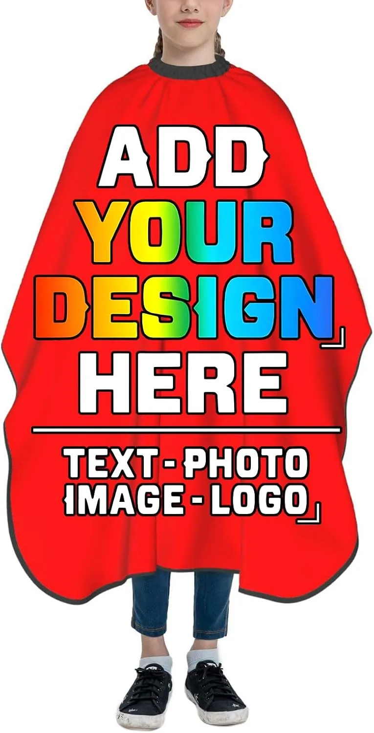 Custom Barber Cape for Kids, Personalized Photo Logo Text Hair Cutting Cape Salon Haircut Kit Hairdressing Apron