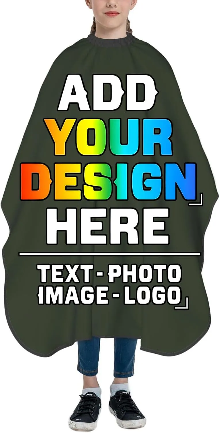 Custom Barber Cape for Kids, Personalized Photo Logo Text Hair Cutting Cape Salon Haircut Kit Hairdressing Apron