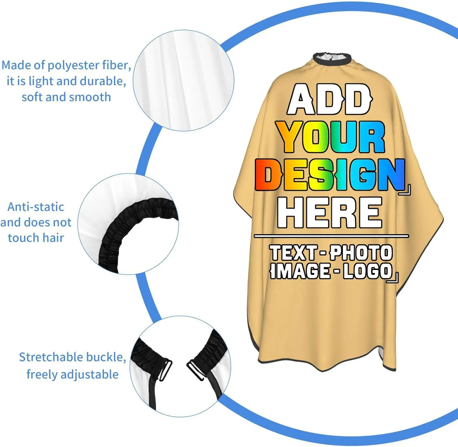 Custom Barber Cape for Kids, Personalized Photo Logo Text Hair Cutting Cape Salon Haircut Kit Hairdressing Apron